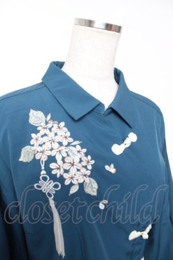 画像3: axes femme / ジャスミン刺繍チャイナブラウス M グリーン Y-25-12-19-027-AX-BL-SZ-ZY