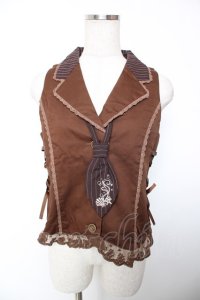 axes femme / タイ付きレースアップベスト M 茶 Y-25-12-19-028-AX-TO-SZ-ZY