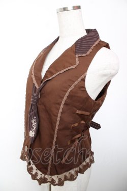 画像3: axes femme / タイ付きレースアップベスト M 茶 Y-25-12-19-028-AX-TO-SZ-ZY