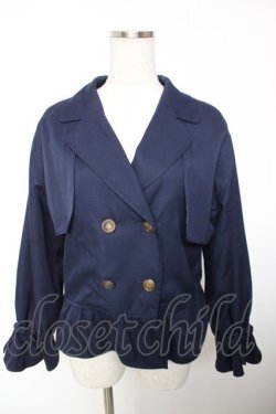 画像1: axes femme / ペプラム風ショートトレンチ M 紺 Y-25-12-19-029-AX-JA-SZ-ZY