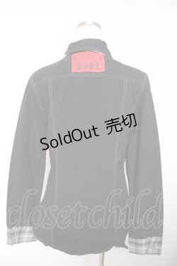 画像2: ALGONQUINS / チェックネクタイZIPブラウス ユニセックス 黒 Y-25-12-19-035-AL-BL-SZ-ZY