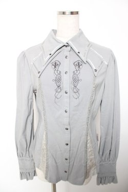 画像1: Rozen Kavalier / 刺繍入りレース切替ブラウス  グレー Y-25-12-19-039-OO-BL-SZ-ZY