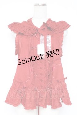 画像1: PINK HOUSE / クマワッペンフード付きノースリーブベスト/ブラウス F 赤 Y-25-12-20-016-LO-BL-SZ-ZY