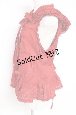 画像2: PINK HOUSE / クマワッペンフード付きノースリーブベスト/ブラウス F 赤 Y-25-12-20-016-LO-BL-SZ-ZY