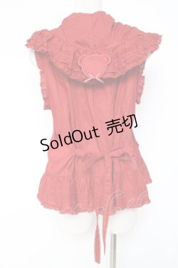 画像3: PINK HOUSE / クマワッペンフード付きノースリーブベスト/ブラウス F 赤 Y-25-12-20-016-LO-BL-SZ-ZY