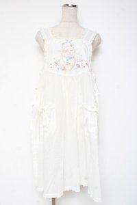 PINK HOUSE / さざ波とねこ刺繍ローンタブリエ F 白 Y-25-12-20-003-LO-TO-SZ-ZY