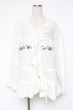 画像1: PINK HOUSE / バイオレットレース使いセーラーカラーブラウス F 白 Y-25-12-20-021-LO-BL-SZ-ZY