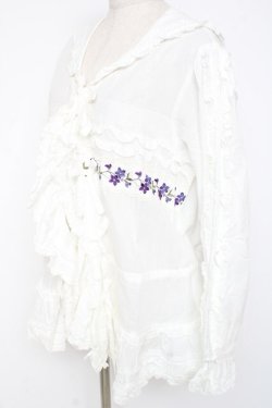 画像2: PINK HOUSE / バイオレットレース使いセーラーカラーブラウス F 白 Y-25-12-20-021-LO-BL-SZ-ZY