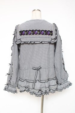 画像2: PINK HOUSE / バイオレットレース使いセーラーカラーブラウス F 黒 Y-25-12-20-028-LO-BL-SZ-ZY