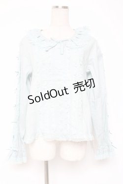 画像1: PINK HOUSE / レース&リボン使いローンブラウス F サックス(ミント) Y-25-12-20-030-LO-BL-SZ-ZY