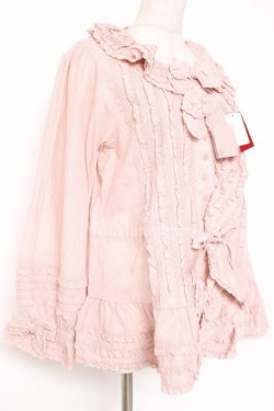 画像2: PINK HOUSE / リボン付きローンフリルオーバーブラウス F ピンク Y-25-12-20-032-LO-BL-SZ-ZY