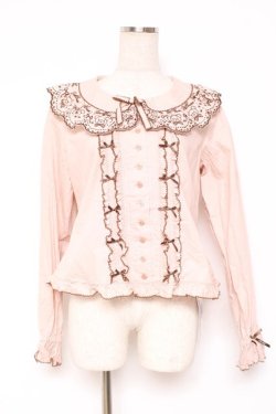 画像1: PINK HOUSE / オリジナルクマレースブラウス F ピンク Y-25-12-20-037-LO-BL-SZ-ZY