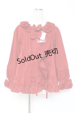 画像1: PINK HOUSE / リボン付きローンフリルオーバーブラウス F 赤 Y-25-12-20-039-LO-BL-SZ-ZY