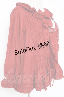 画像2: PINK HOUSE / リボン付きローンフリルオーバーブラウス F 赤 Y-25-12-20-039-LO-BL-SZ-ZY