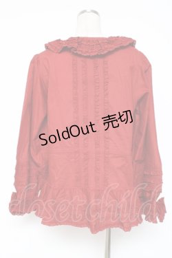 画像3: PINK HOUSE / リボン付きローンフリルオーバーブラウス F 赤 Y-25-12-20-039-LO-BL-SZ-ZY