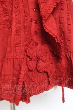 画像5: PINK HOUSE / リボン付きローンフリルオーバーブラウス F 赤 Y-25-12-20-039-LO-BL-SZ-ZY