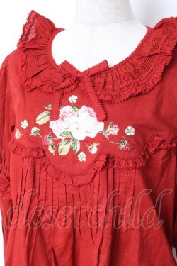 画像6: PINK HOUSE / Berry Rose刺繍入りブラウス F 赤 Y-25-12-20-040-LO-BL-SZ-ZY