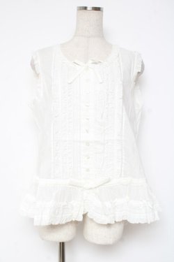 画像1: PINK HOUSE / リボンいっぱいフリルベスト F 白 Y-25-12-20-005-LO-TO-SZ-ZY