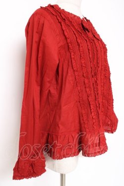 画像2: PINK HOUSE / フリルいっぱいローンブラウス F 赤 Y-25-12-20-042-LO-BL-SZ-ZY