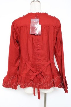 画像3: PINK HOUSE / フリルいっぱいローンブラウス F 赤 Y-25-12-20-042-LO-BL-SZ-ZY