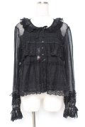 PINK HOUSE / ドットチュール×オリジナルローズチュールレースブラウス F 黒 Y-25-12-20-045-LO-BL-SZ-ZY