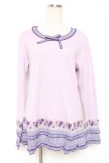PINK HOUSE / ギンガム×バイオレットレース使いカットソー L ラベンダー Y-25-12-20-046-LO-TO-SZ-ZY