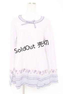画像1: PINK HOUSE / ギンガム×バイオレットレース使いカットソー L ラベンダー Y-25-12-20-046-LO-TO-SZ-ZY