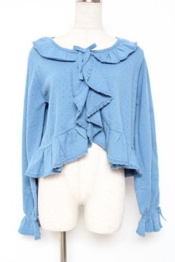 画像1: PINK HOUSE / 透かし柄ボレロ風カーディガン F ブルー Y-25-12-20-047-LO-TO-SZ-ZY