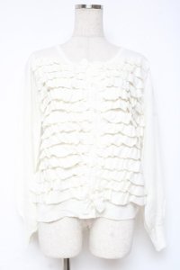 PINK HOUSE / フリルニットカーディガン F 白 Y-25-12-20-048-LO-TO-AS-ZY