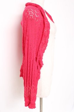 画像2: PINK HOUSE / 透かし編みボレロ風カーディガン F レッド(ダークピンク) Y-25-12-20-050-LO-TO-AS-ZY