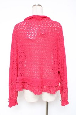 画像3: PINK HOUSE / 透かし編みボレロ風カーディガン F レッド(ダークピンク) Y-25-12-20-050-LO-TO-AS-ZY