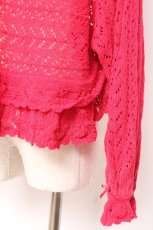 画像4: PINK HOUSE / 透かし編みボレロ風カーディガン F レッド(ダークピンク) Y-25-12-20-050-LO-TO-AS-ZT621 (4)