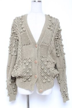 画像1: PINK HOUSE / モチーフつきニットカーディガン F カーキ Y-25-12-20-051-LO-TO-SZ-ZY