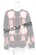 PINK HOUSE / ローズモチーフパッチワーク風カーディガン F 黒 Y-25-12-20-052-LO-TO-SZ-ZS