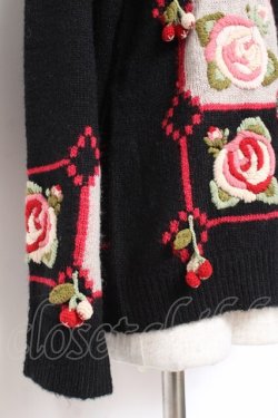 画像5: PINK HOUSE / ローズモチーフパッチワーク風カーディガン F 黒 Y-25-12-20-052-LO-TO-SZ-ZY