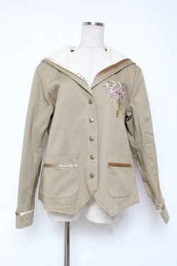 画像1: PINK HOUSE / フィフティバイオレッツ刺繍入りセーラーカラージャケット L ベージュ Y-25-12-20-053-LO-JA-SZ-ZY