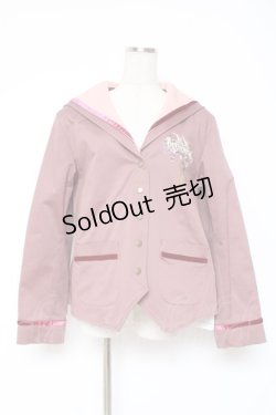 画像1: PINK HOUSE / フィフティバイオレッツ刺繍入りセーラーカラージャケット L ピンク Y-25-12-20-054-LO-JA-SZ-ZT0207B