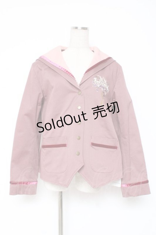 画像1: PINK HOUSE / フィフティバイオレッツ刺繍入りセーラーカラージャケット L ピンク Y-25-12-20-054-LO-JA-SZ-ZT0207B (1)