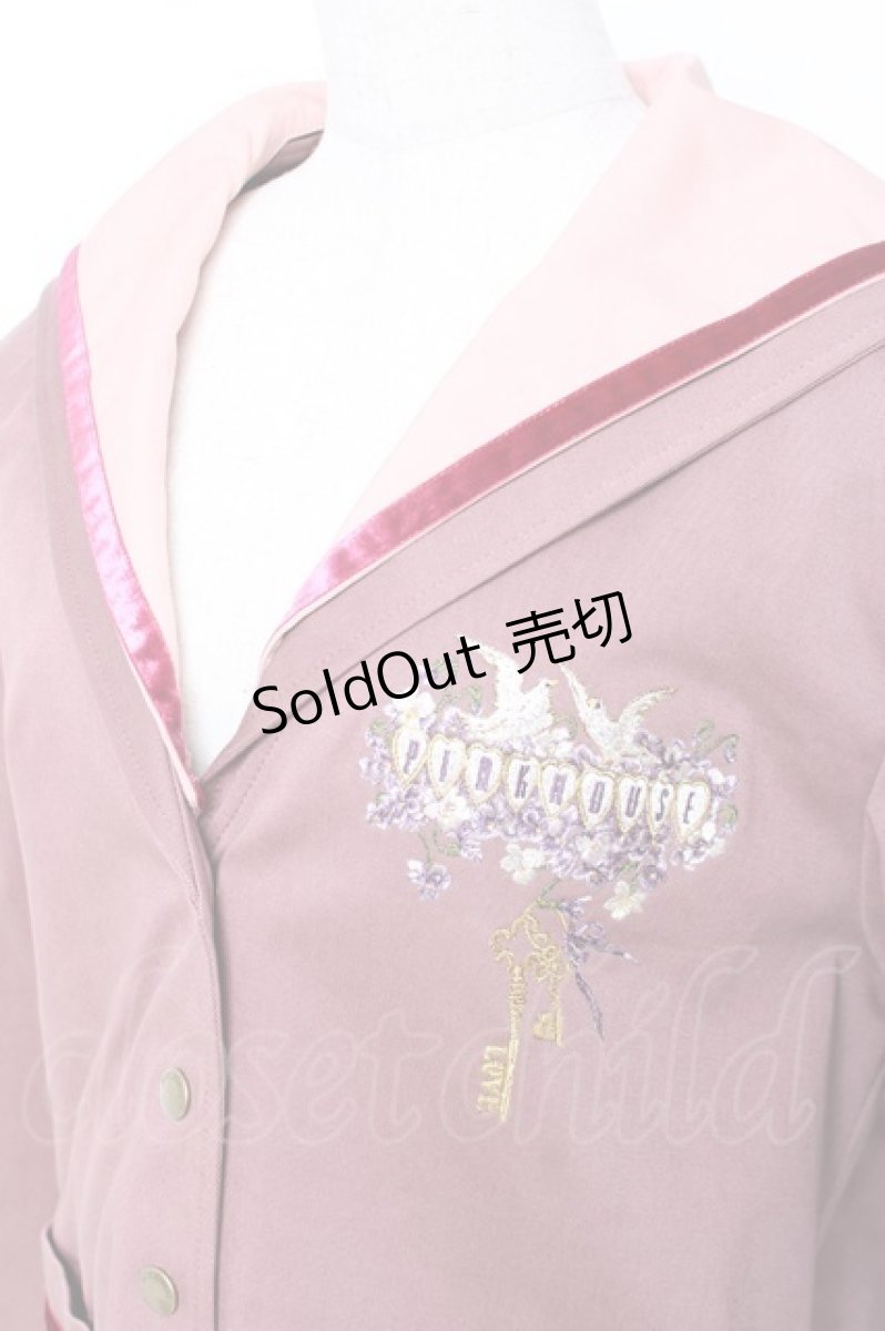 画像5: PINK HOUSE / フィフティバイオレッツ刺繍入りセーラーカラージャケット L ピンク Y-25-12-20-054-LO-JA-SZ-ZT0207B (5)