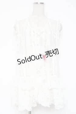 画像1: PINK HOUSE / ドットチュールレースベスト F 白 Y-25-12-20-007-LO-BL-SZ-ZY
