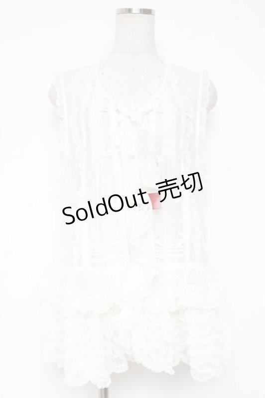 画像1: PINK HOUSE / ドットチュールレースベスト F 白 Y-25-12-20-007-LO-BL-SZ-ZY (1)