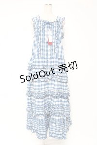 PINK HOUSE / ギンガムチェックロングワンピース F 青 Y-25-12-20-066-LO-OP-SZ-ZY