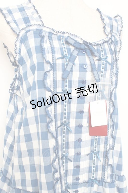 画像5: PINK HOUSE / ギンガムチェックロングワンピース F 青 Y-25-12-20-066-LO-OP-SZ-ZY (5)
