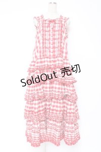 PINK HOUSE / ギンガムチェックロングワンピース  赤ｘ白 Y-25-12-20-067-LO-OP-SZ-ZY