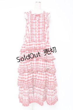画像1: PINK HOUSE / ギンガムチェックロングワンピース  赤ｘ白 Y-25-12-20-067-LO-OP-SZ-ZY
