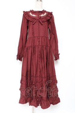 画像1: PINK HOUSE / 小花刺繍入りフリルワンピース F ボルドー Y-25-12-20-071-LO-OP-SZ-ZY