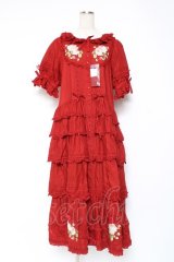 PINK HOUSE / Berry Rose刺繍入りパッチワーク風ワンピース F 赤 Y-25-12-20-080-LO-OP-AS-ZY