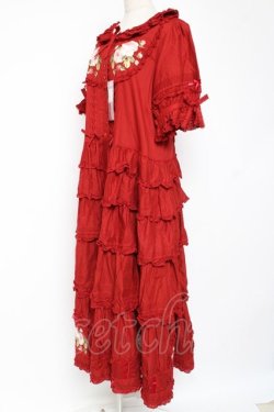 画像2: PINK HOUSE / Berry Rose刺繍入りパッチワーク風ワンピース F 赤 Y-25-12-20-080-LO-OP-AS-ZS