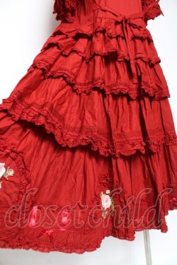 画像4: PINK HOUSE / Berry Rose刺繍入りパッチワーク風ワンピース F 赤 Y-25-12-20-080-LO-OP-AS-ZS