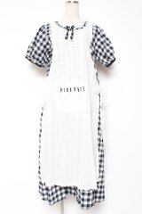 PINK HOUSE / エプロン付きブロードギンガムワンピース F 紺 Y-25-12-20-085-LO-OP-SZ-ZY